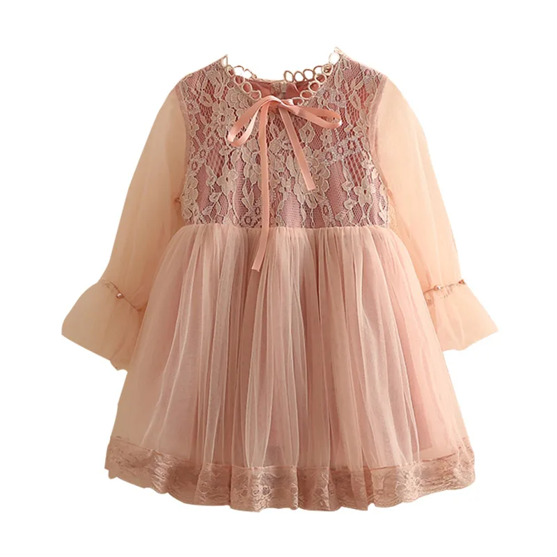 

Hot Selling Newest Baby's 2019 Spring New Girl's Dresses Children's Round-collar Mesh Long Toddler Girl Winter Clothes