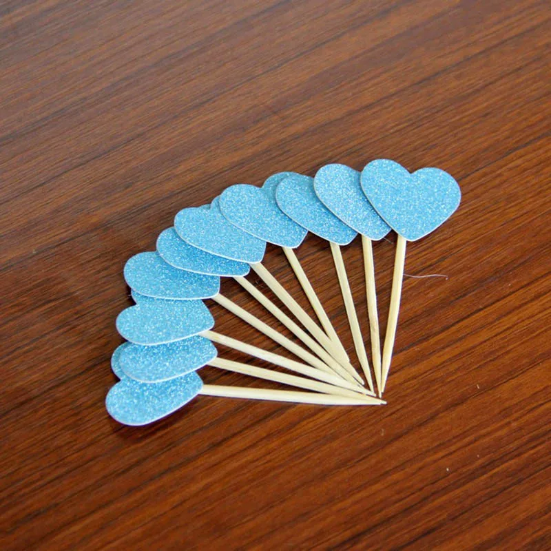 20 Pieces/Lot Handmade Colourful Heart Cupcake Toppers Cake Party Supplies Birthday Wedding Party Decoration Supplies 75Z