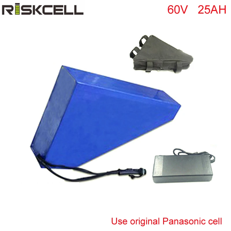 

Triangle Model 60v 3000w ebike battery 60v 25ah Lithium battery pack With 40A BMS and 2A Charger+bag