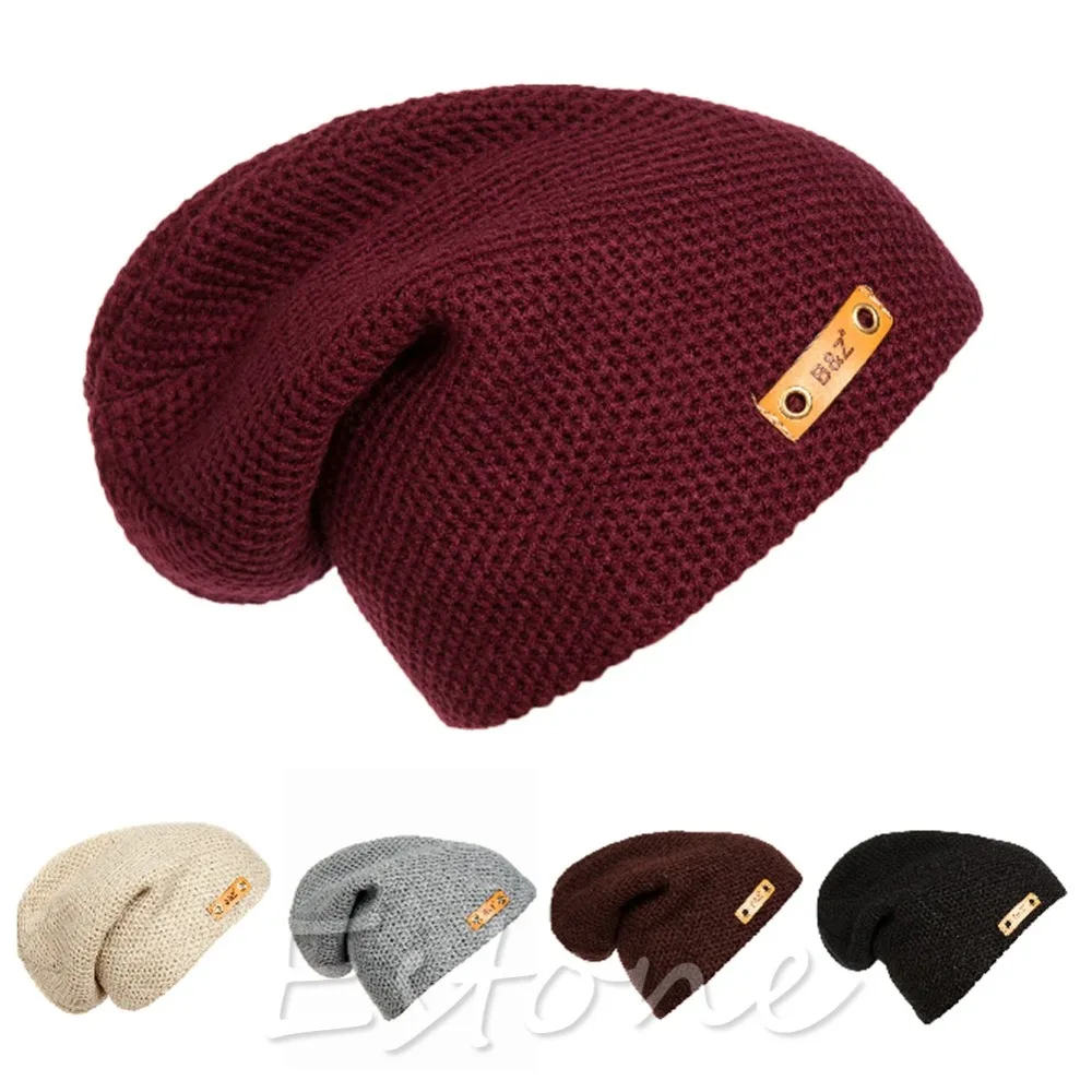 

Men Ladies Knitted Winter Oversized Slouch Crochet Beanie Hat Rib Cap skateboard