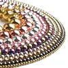 Cuentas redondas sueltas de alta calidad chapadas en plata, oro rosa, negro, Hematita Natural, para fabricación de joyería DIY, pulseras de 2-12mm 15