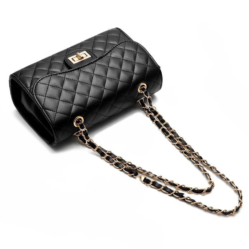 2018 New Brand Desinger Fashion PU Leather Messenger Chain Bags Plaid Women Mini Black Party Tote Clutch Handbag Crossbody Bag