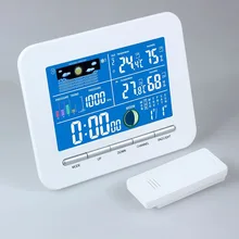 LCD Digital Weather Station Wireless Thermometer Hygrometer Meter LCD Temperature Humidity Indoor Outdoor Tester Alarm Clock