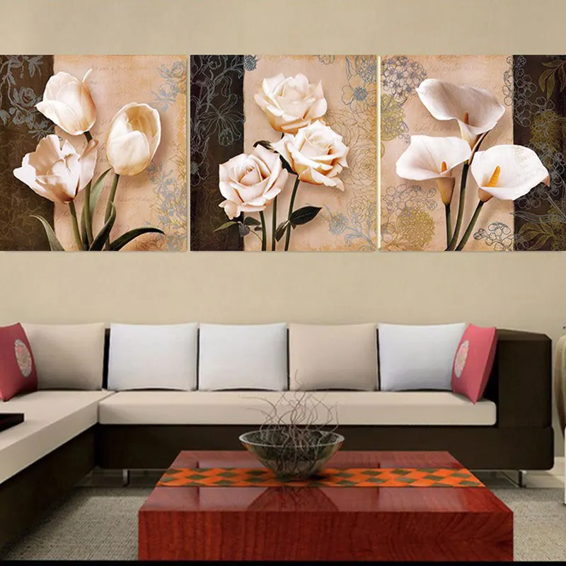 3 Panneau Imprime Vintage Affiche Fleurs Toile Peinture Moderne Mur Photos Pour Salon Magasin Decoration Peinture Aliexpress