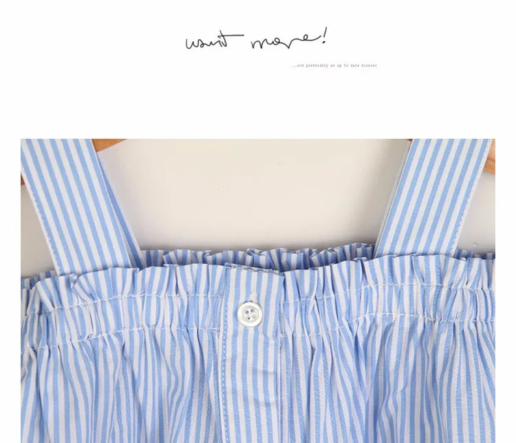 blue striped baby teenage girls shirts princess off shoulder loose cute teenage shirts Korean style spring summer autumn tops (12) - 