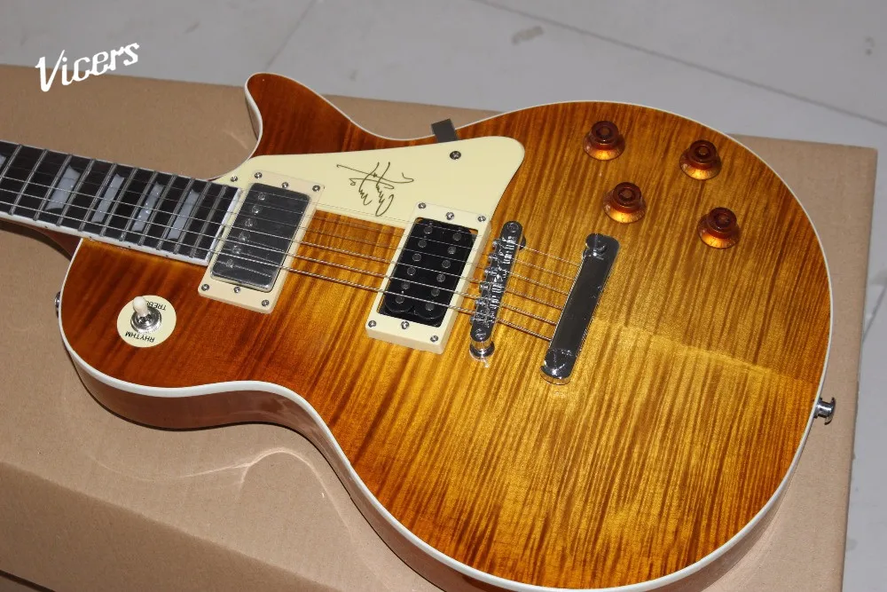 

New arrive Chinese yellow top guitar Electric Guitar , white binding and chrome hardware guitarra