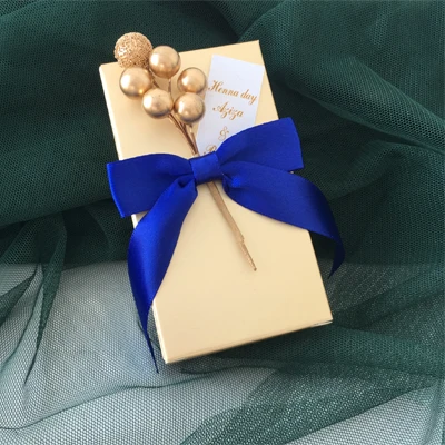 50 шт., свадебные подарочные коробки для дня рождения невесты, на заказ, золотая бумага, конфета, шоколад, персонализированная подарочная коробка - Цвет: Gold M