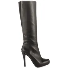 Bottines 2016 Real Black Frauen Mode Stiefel High Heels Designer Hand Qualität Natürlich Bild Kniehohe Damen Partei Schuhe