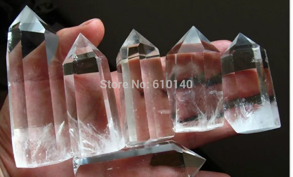 

free shipping 6pcs pure natural quartz rock crystal point healing