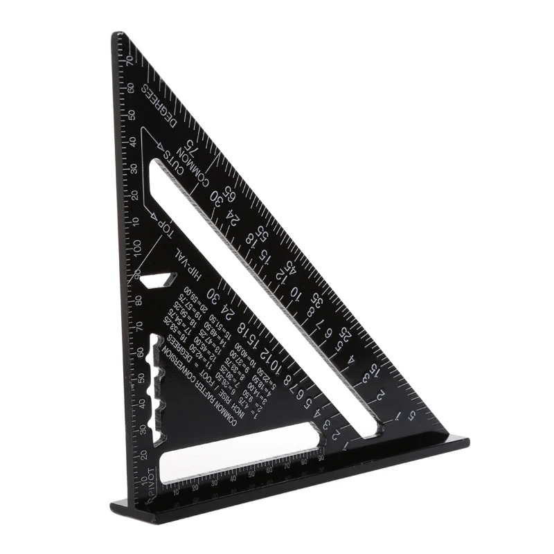 Triangular Measuring Ruler 7 Inch Metric Aluminum Alloy Speed Square Roofing Triangle Angle Protrac