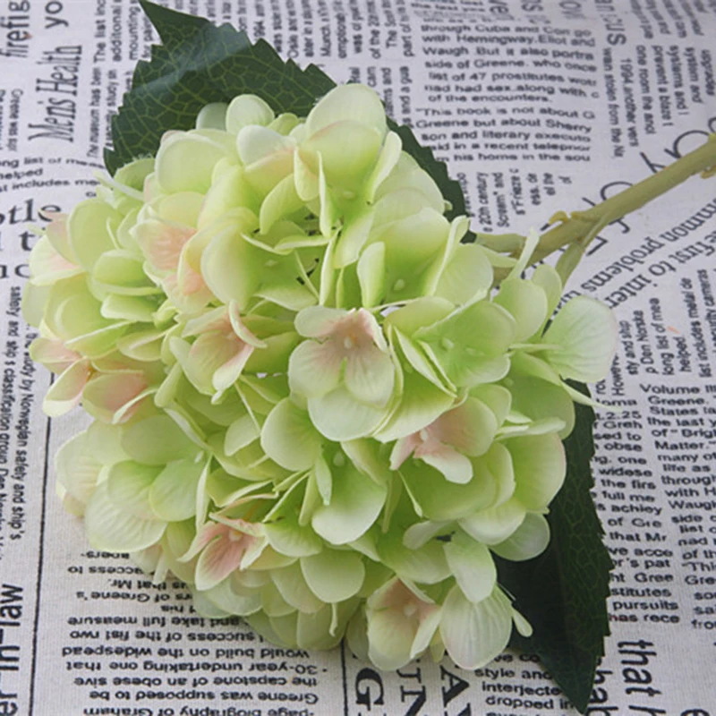 6 вилок/Brouquet искусственный цветок гортензии одинарная Свадебная Гортензия искусственный цветок Шелковый цветок арки Рождественский Декор для дома - Цвет: green