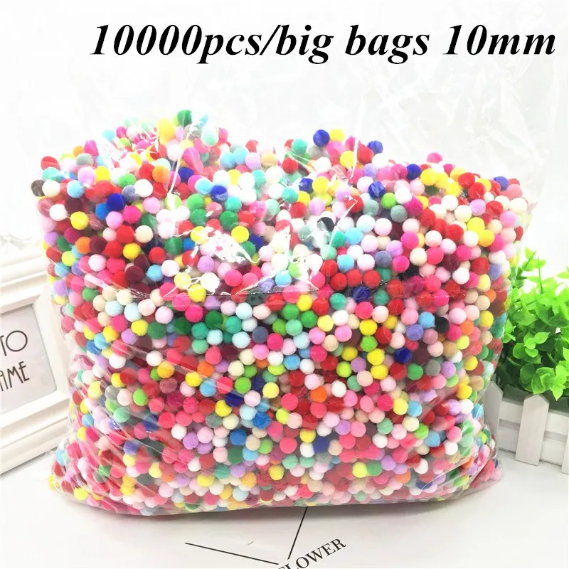 

10000Pcs/big Bags Mix Color Pompom Plush Ball Cloth Craft DIY Soft Pompom Ball Furball Sewing Supplies Home Decoration 10/15mm