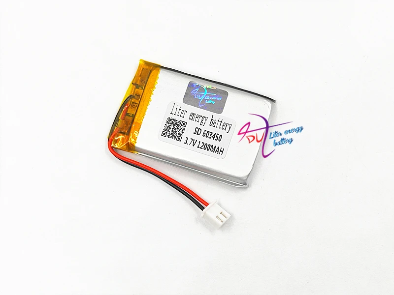 JST 2,54 мм 2 pin 603450 3,7 V 1200MAH 063450 литий-полимерная LiPo аккумуляторная батарея для Mp3 наушников DVD bluetooth камеры