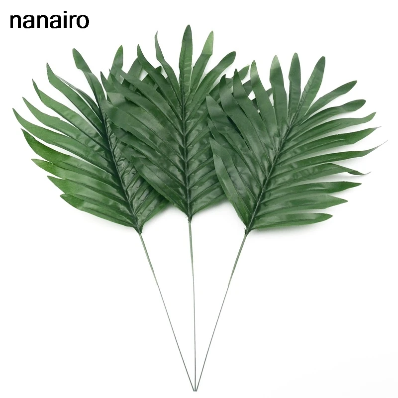 12Pcs Large Palm Artificial Fake Monstera Palm tree Leaves Green