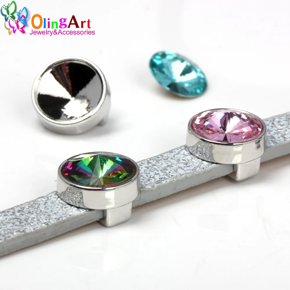 

OlingArt 4pcs 14mm silver plating Round Jewelry interface size 12mm Charms jewelry findings for DIY Bracelet Making