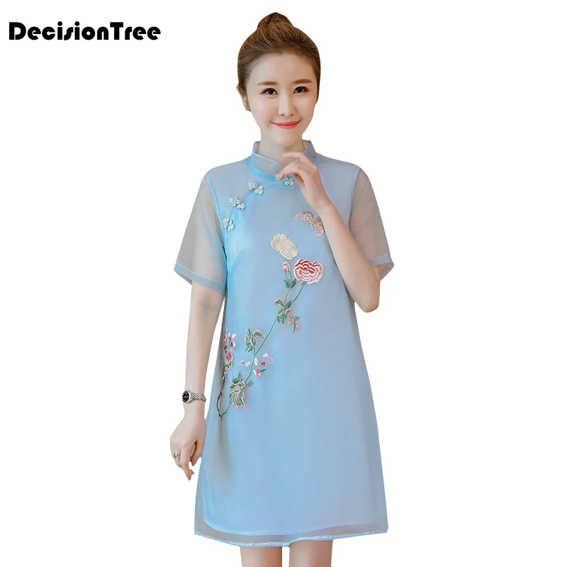 

2019 summer qipao lace cheongsam modern chinese traditional wedding dress women vestido oriental collars lace qipao dress