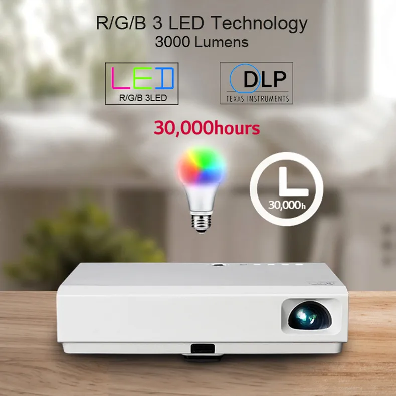 Luccine супер яркий дневной свет смарт WiFi 3LED DLP 3D проектор PTP100S