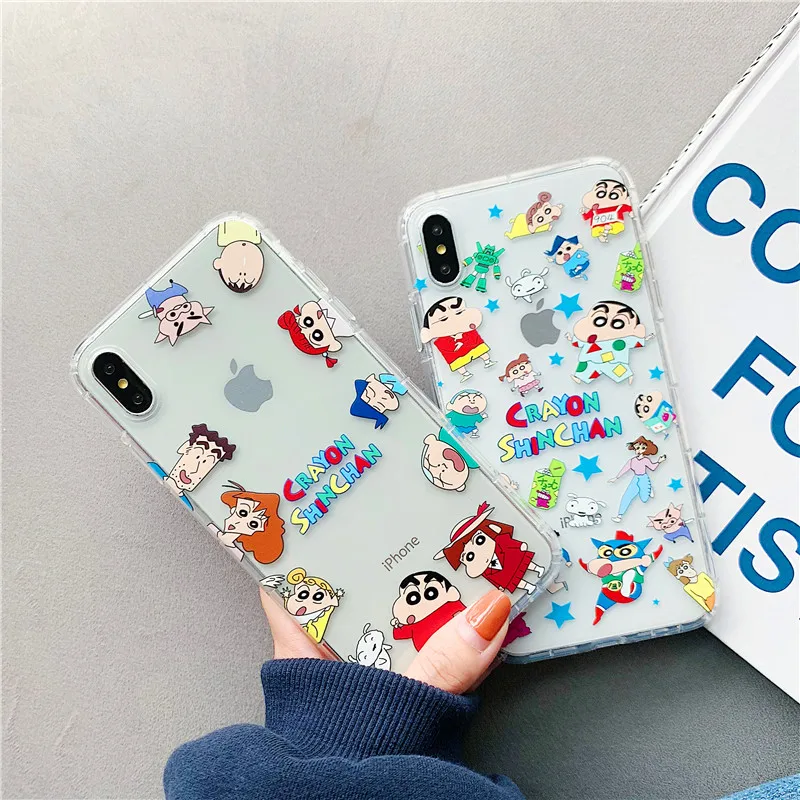 

Crayon Shin-chan Transparent Soft TPU Anti-knock Cover For iPhone X 6 6S 7 8 plus Phone Case For iphone X XR XS Max Cover
