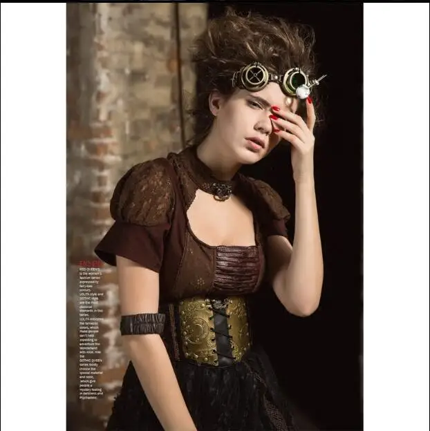Женский кружевной корсет с коротким рукавом в стиле стимпанк SP164CF | Женская