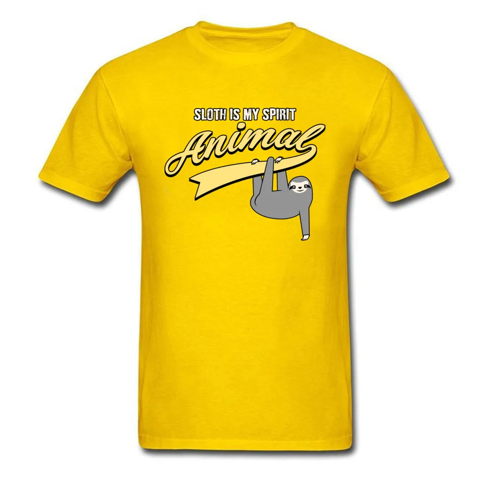 Print Prevailing Short Sleeve Casual T-shirts 100% Cotton Crewneck Mens T Shirt Summer Clothing Shirt Thanksgiving Day Funny Sloth Spirit Animal shirt   men women youth tee shirts yellow