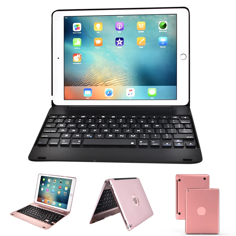 

NTSPACE For New iPad 2017 2018 9.7" Wireless Bluetooth Keyboard Foldable Stand Holder Case For iPad Air 1 2 iPad Pro 9.7 inch