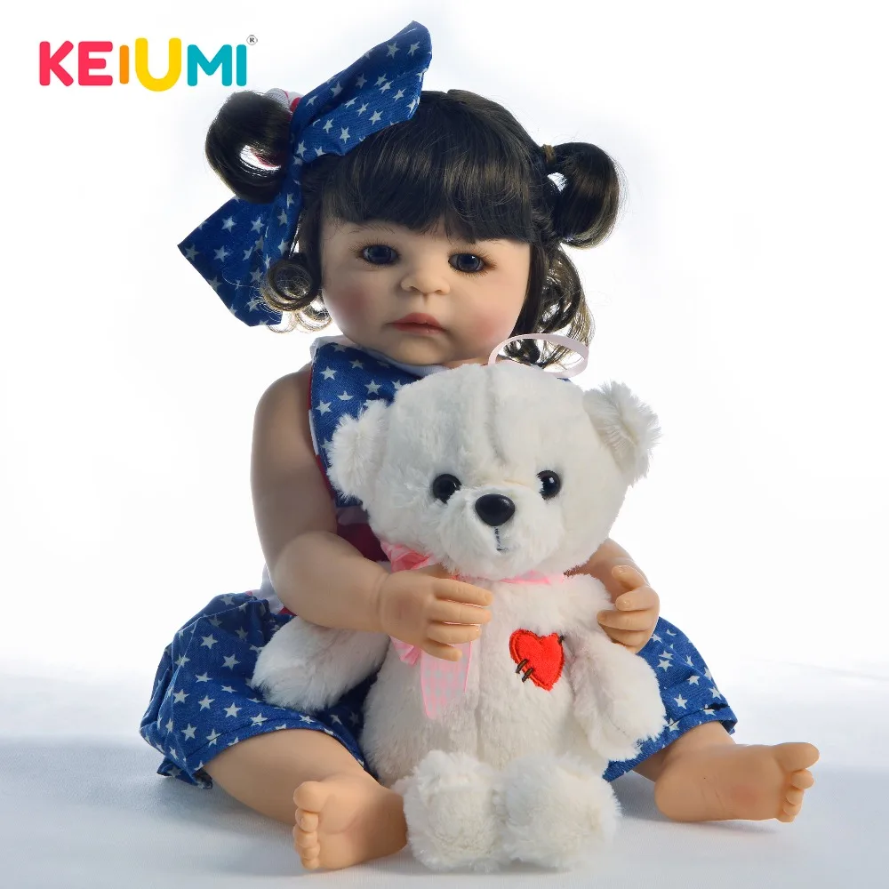 KEIUMI новый дизайн Reborn Baby силиконовые всего тела куклы с коричневым глаз 22 дюймов