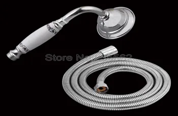 

Chrome Brass Telephone Style Bathroom Hand Held Shower Head + 1.5m Hose lxz048
