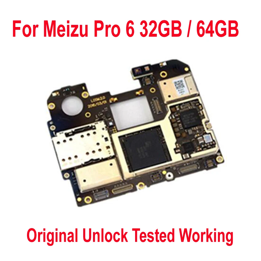  Original Unlock Test Working Mainboard For Meizu Pro 6 Pro6 32GB 64GB Phone Motherboard Card Fee Ci