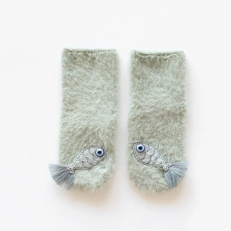 Бархатные детские носки для маленьких девочек и мальчиков Calcetines Bebe Малыш новорожденный младенец зима толстые Meias TS78 - Цвет: fish