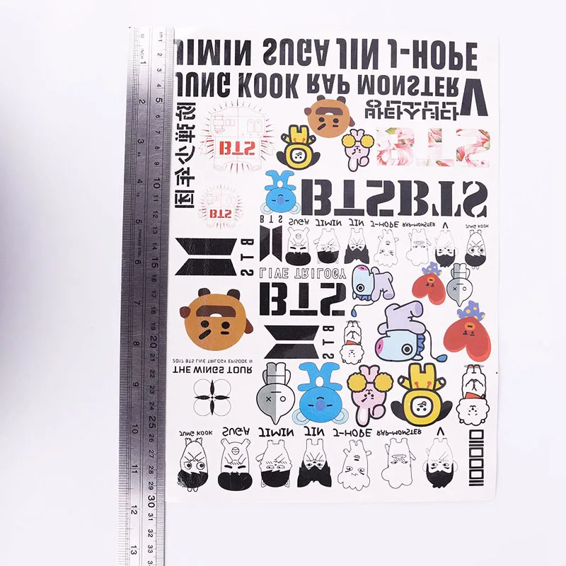 1 лист Новое поступление KPOP BTS Bangtan Boys Jimin jin Jhope Jung Kook V Suga Rap Monster тату паста