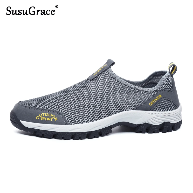 

SusuGrace Men's Mesh air fresh Male Breathable running shoes comfortable walking shoes jogging trainers summer extra size 48