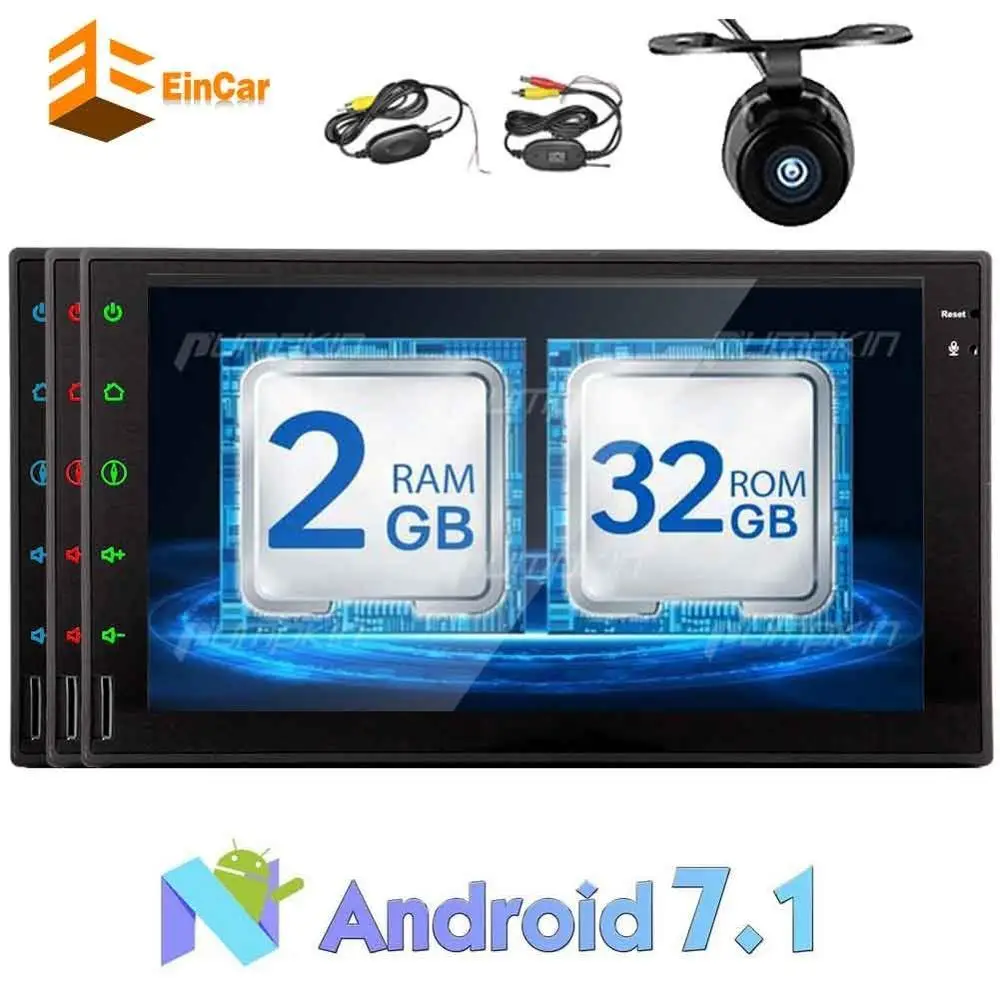 Excellent Eincar 7 "dual DIN car audio and Android 7.1 GPS navigation automatic FM /AM radio support Bluetooth WiFi OBD2 reversing camera 0