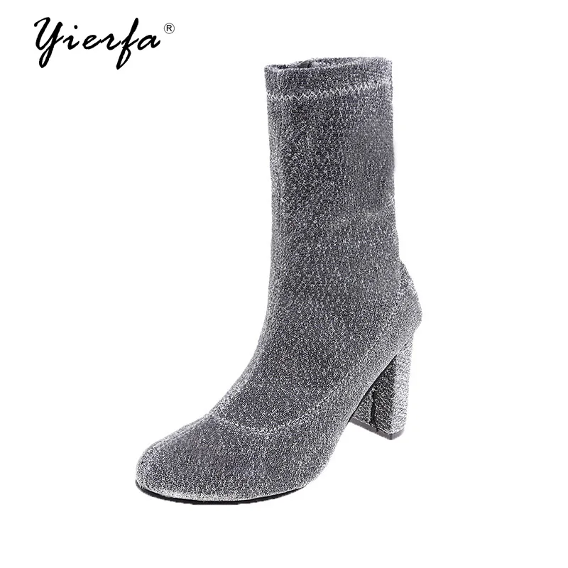 

2018 Women Shoes Sexy Square High Heels Party Women Boots Winter Top Quality 2018 high-heeled Shoes Martin boots