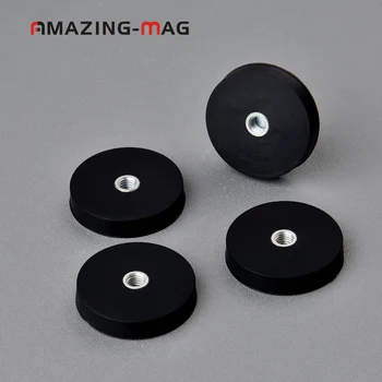 4PC 8 5KG Powerful Neodymium Magnet Disc With Rubber Costed D32 6mm M5 Internal Tread LED