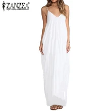 Vestidos 2017 Summer Style Women Boho Strapless Sexy V Neck Sleeveless Dress Casual Loose Long Maxi Solid Dress White Oversized