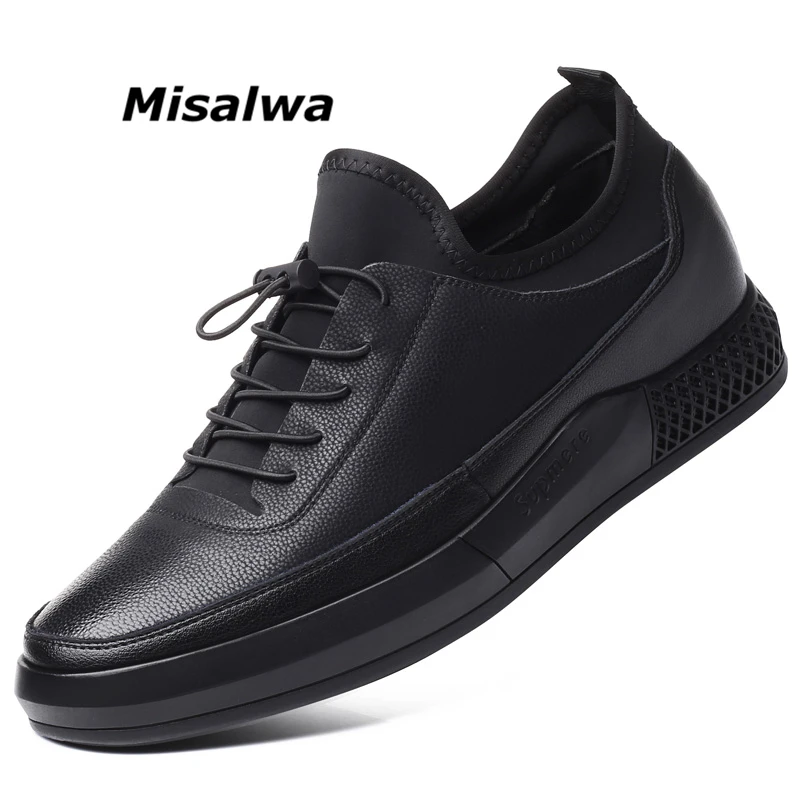 

Misalwa 5 CM Height Increase Leather Casual Men Sneakers Men Elevator Shoes Thick Sole Young Men Daily Footwear Spring/Autumn