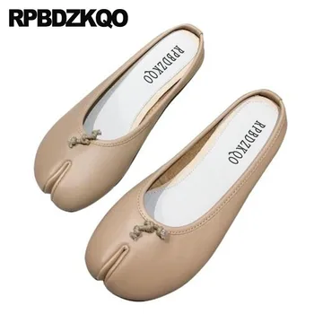 

slippers genuine leather slip on mules round toe size 35 china designer shoes women luxury 2019 nude flats chinese korean ladies