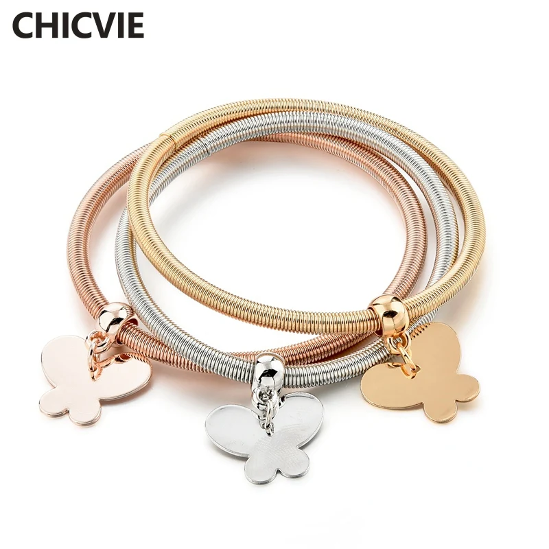 

CHICVIE Three Butterfly Personalized Custom Charms Bracelets & Bangles For Jewelry Making Bracelet For Women Bracelet SBR170057