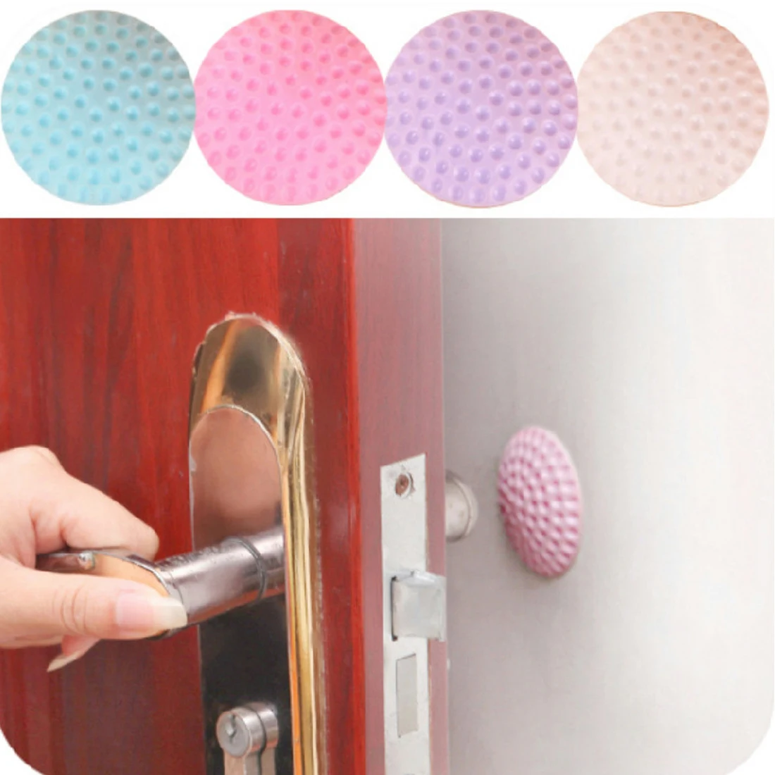 

Hot Sale 1 PCS Self Adhesive Circular Wall Protectors Door Handle Bumpers Buffer Guard Stoppers Rubber Silencer Crash Pad