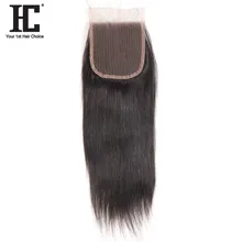 HC Hair Products Remy Hair Extensions 4x4 Lace Closure Free Part Straight Human Hair Closure Density