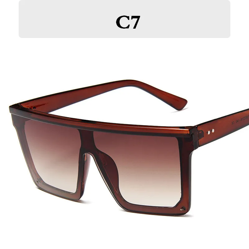 Модные Винтажные классические негабаритные солнцезащитные очки зеркальные женские пластиковые солнцезащитные очки мужские UV400 - Цвет линз: C7