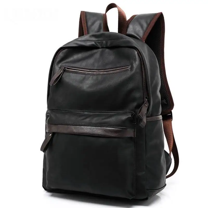 High quality leather men font b backpack b font shoulder bag Schoolbag computer Travel bag font