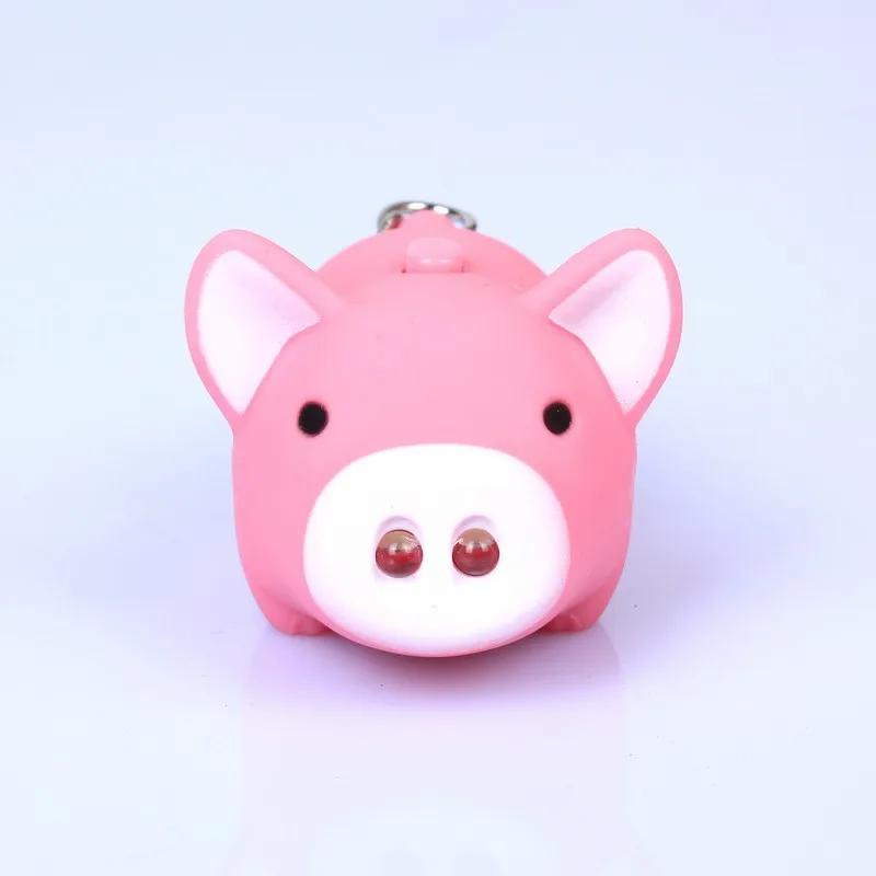 Мультфильм Маленькая свинья светодио дный светодиодный брелок со звуком фонарик малыш аварийный факел животных свинья брелок для ключей