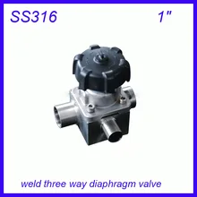 1-дюймовыечистые этикетки пробки SS316L раструбной отвод из нержавеющей стали для санитарно-технического Трехходовой ручной мембранный клапан стерильные пищевой f вина, молоко, напитки