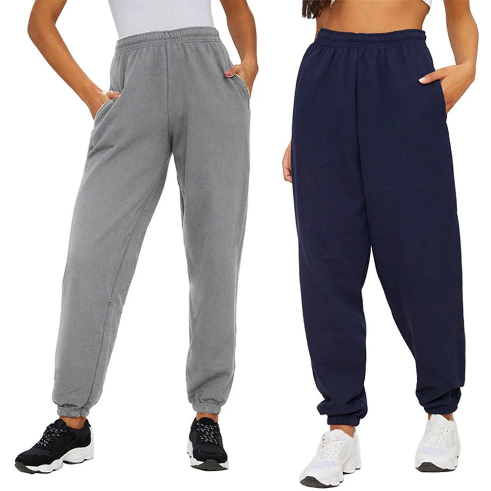 

Loose Elastic High Waist Pants Women Casual Joggers Straight Cylinder Sweatpants Streetwear Solid Harajuku Gray Blue New Arrival
