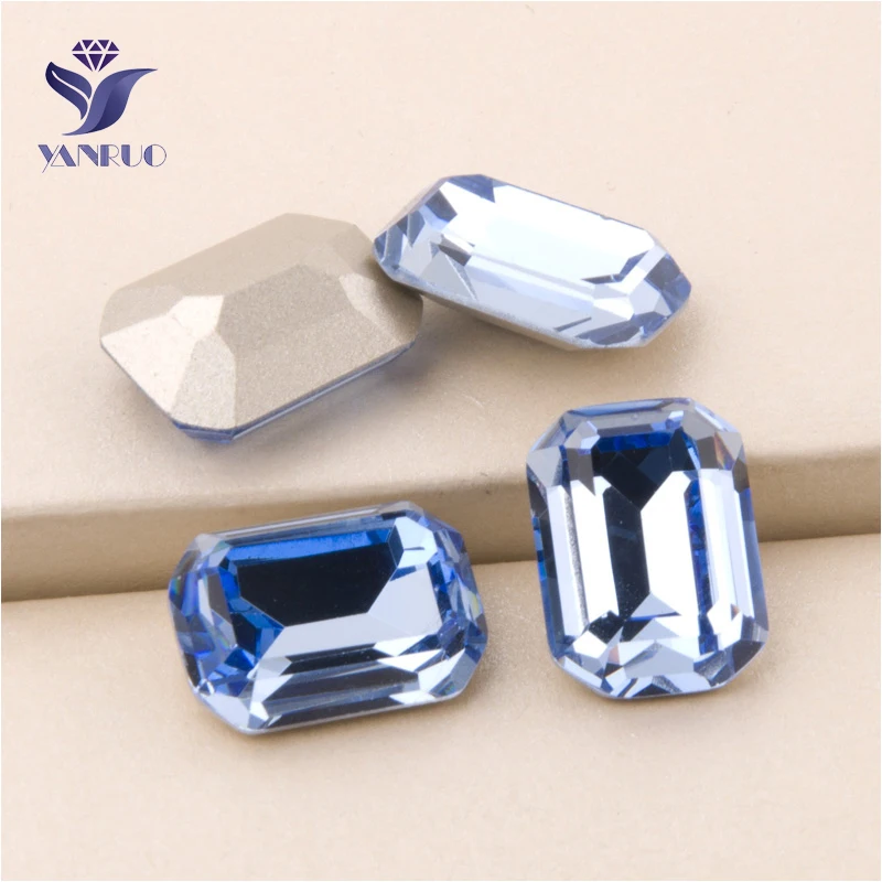 YANRUO #4610 все размеры Light Sapphire Octagon Кристалл пришить камни Strass указал назад Стекло