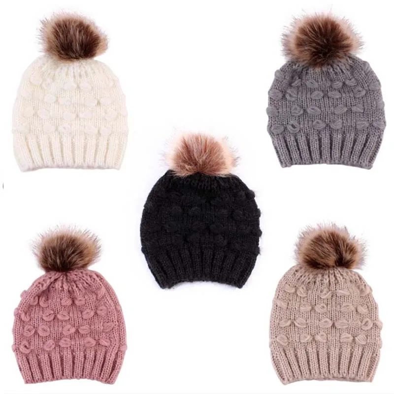 Baby Girl&Boy Knit Hat Winter Warm Kids Cute Crochet Beanie Cap 5 Colors Toddler Hat Hot Sale