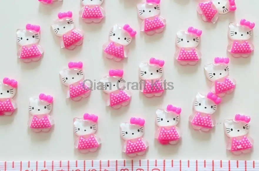 250 шт. Средний милый розовый Kitty kawaii кабошоны для DIY сотовый телефон Декор, аксессуары для волос 25x17 мм смешанные цвета блеск