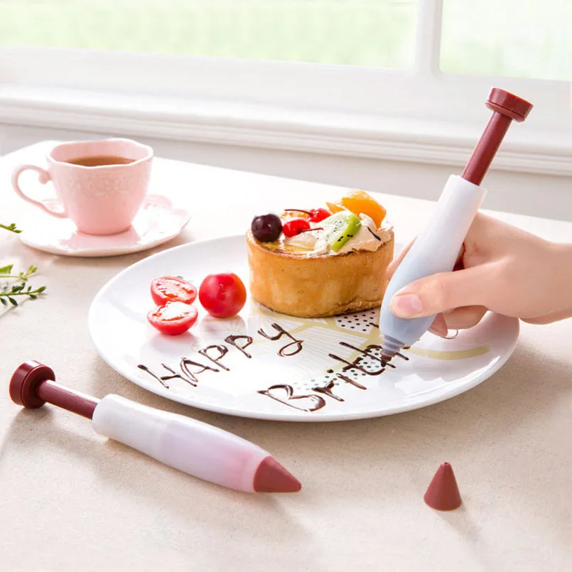 

13.5*2.7cm Pastry Pen Cream Chocolate Fruit Jam Plunger Design Cake Decorating Supplies Silicone+Plastic Icing Piping Pen