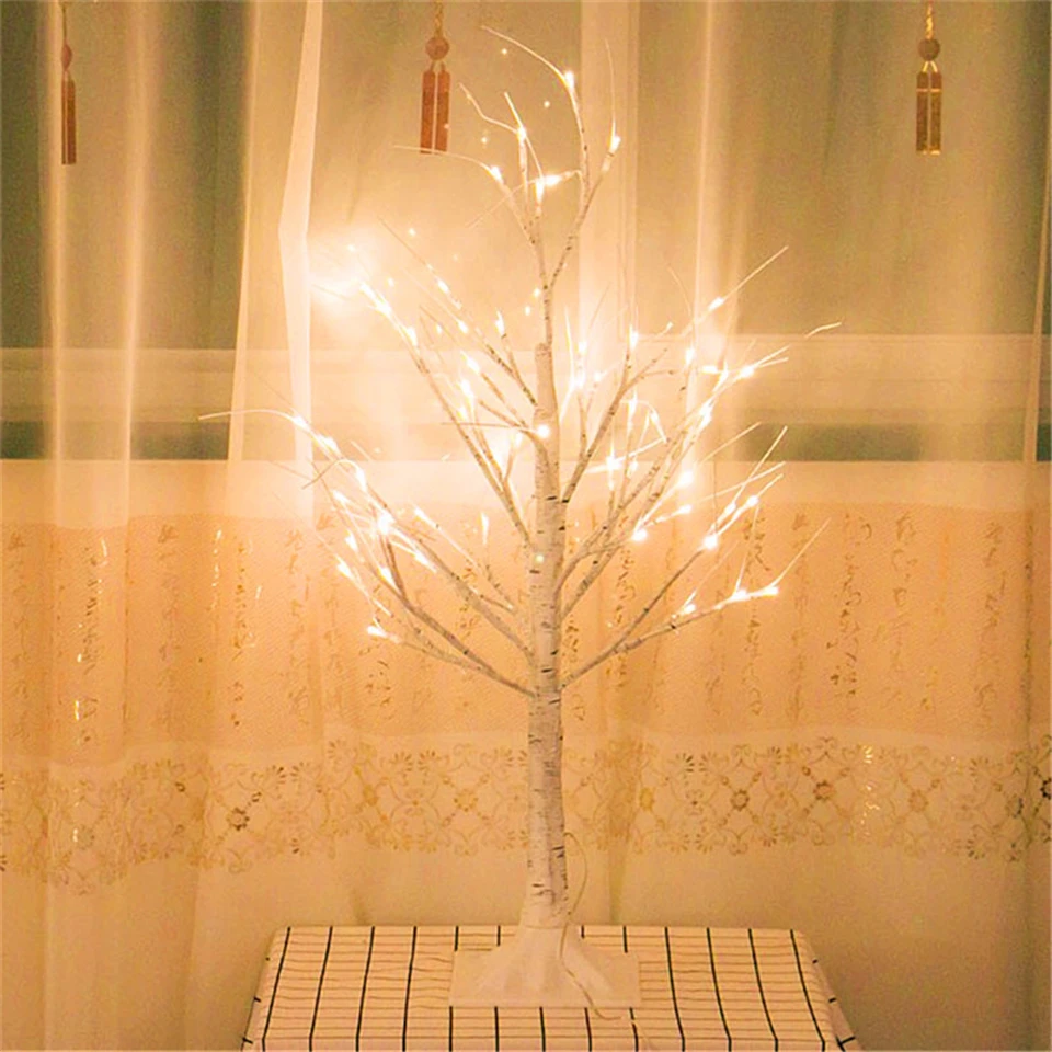 Árvore de Bétula Festival para Casa Luz da Noite Decorações Lâmpada Prata Moderno Férias Fadas 170cm ue Eua Plug Usb Guirlanda Led 23 luz da noite moderno festival para casa